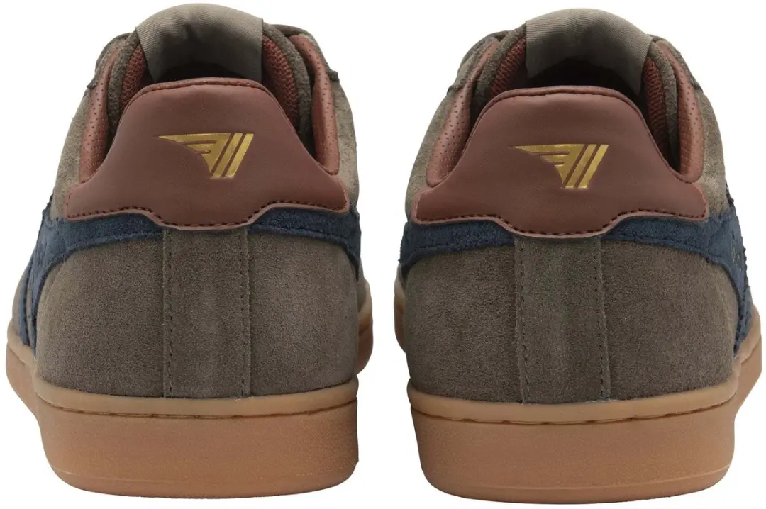 Gola Equipe II Suede Trainers - Donker Taupe/Marineblauw/Roest