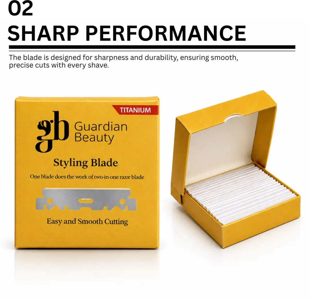 Guardian Beauty Shavette Scheermes - 100 Titanium Halve Mesjes - Zwart - afbeelding 3 van 6