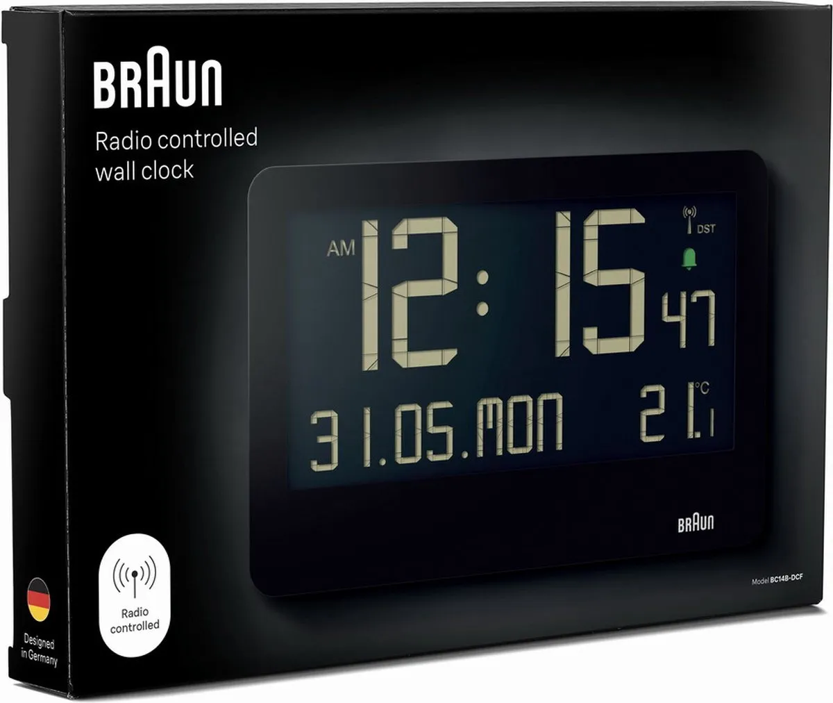 Braun BC14B-DCF Wandklok Digitaal - Zwart - afbeelding 6 van 6