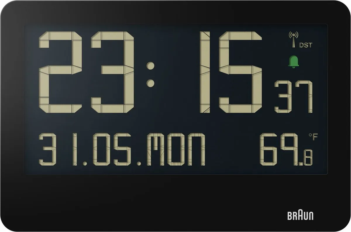 Braun BC14B-DCF Wandklok Digitaal - Zwart