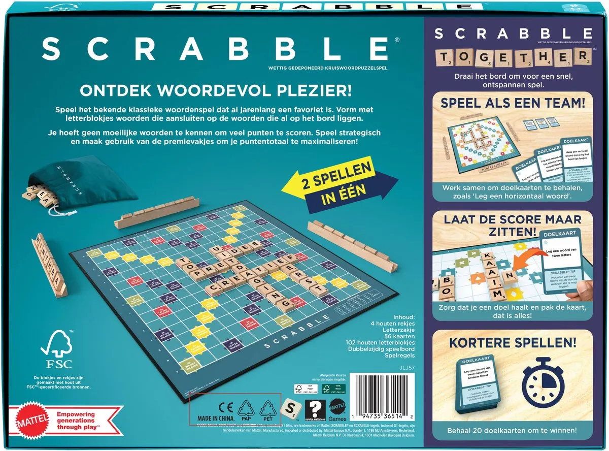 Mattel Games Scrabble Nederlandse Editie JLJ57