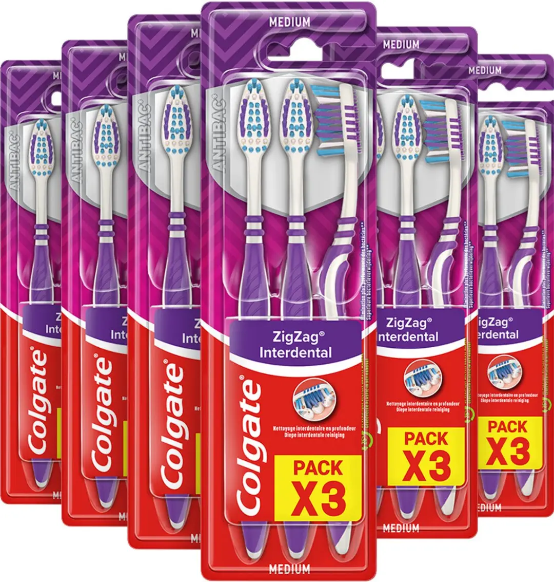 Colgate ZigZag Medium Tandenborstels - 18 Stuks