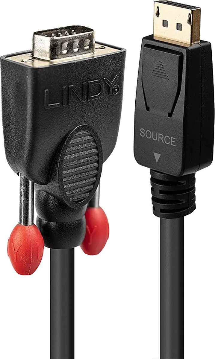 Lindy 41940 VGA naar DisplayPort Kabel 0.5m - Zwart