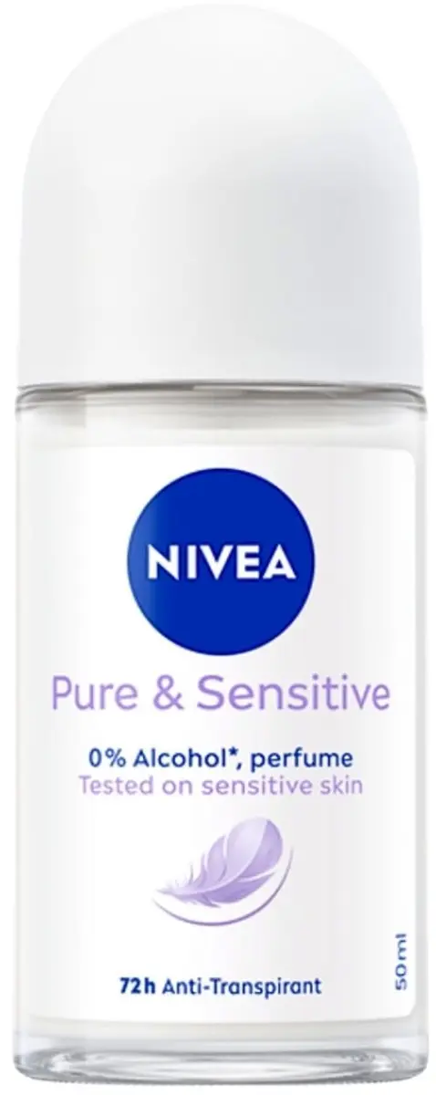 NIVEA Deodorant Roller Pure & Sensitive 50ml - 200ml (4x50ml)
