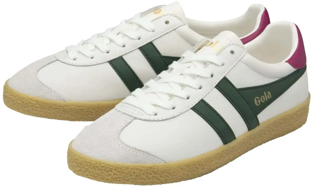 Gola Medallist Leather Damesschoenen - Wit/Evergroen/Fuchsia/Gum