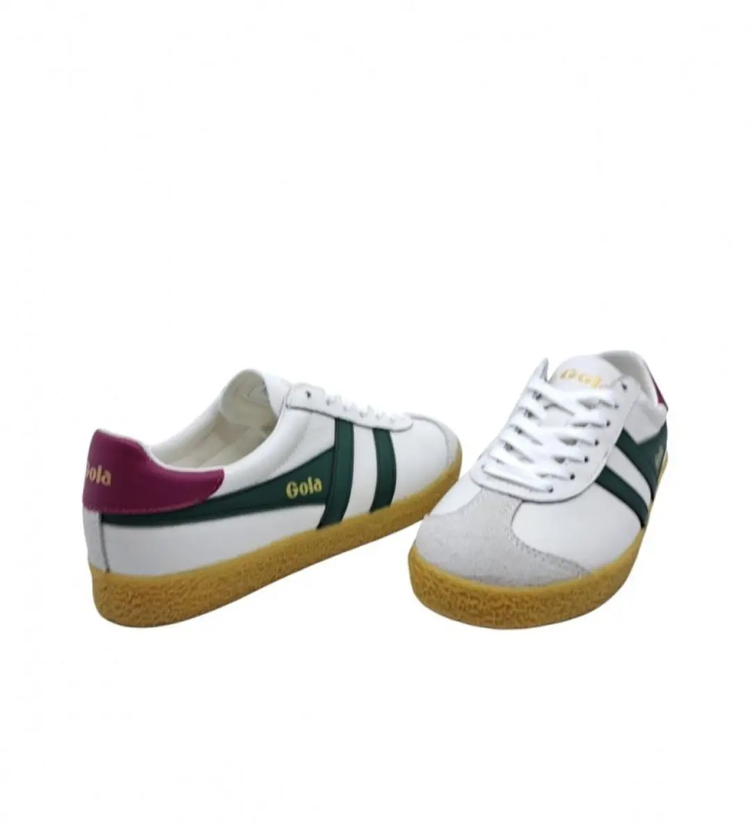 Gola Medallist Leather Damesschoenen - Wit/Evergroen/Fuchsia/Gum