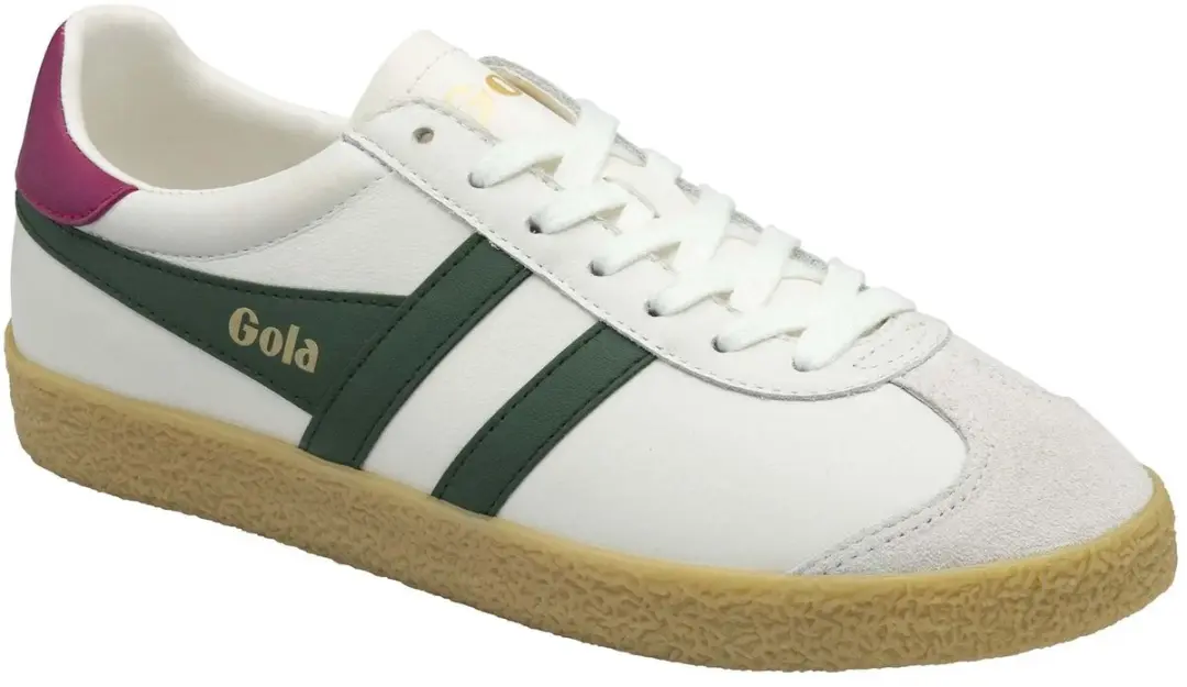 Gola Medallist Leather Damesschoenen - Wit/Evergroen/Fuchsia/Gum