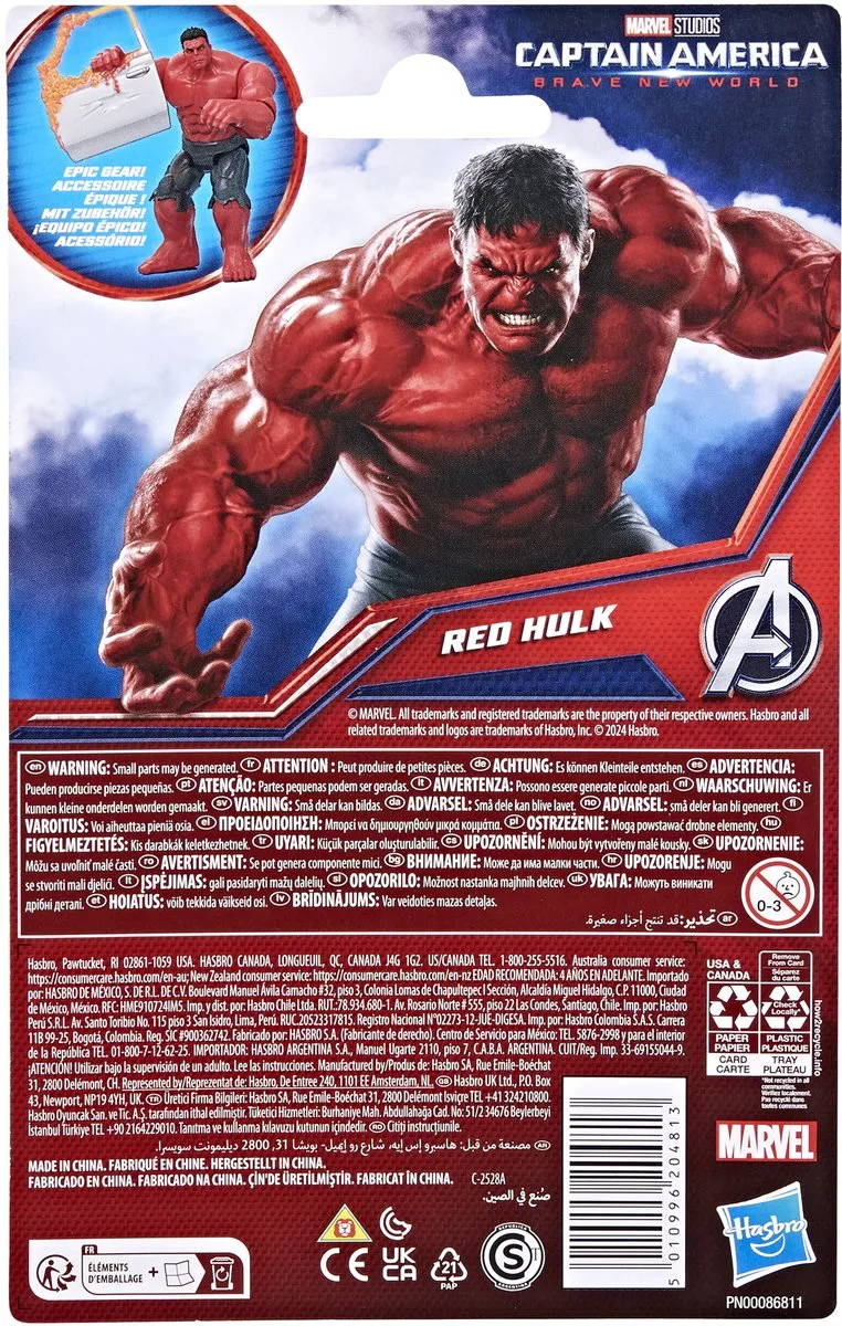 Hasbro Avengers Red Hulk Actiefiguur 10cm - Marvel