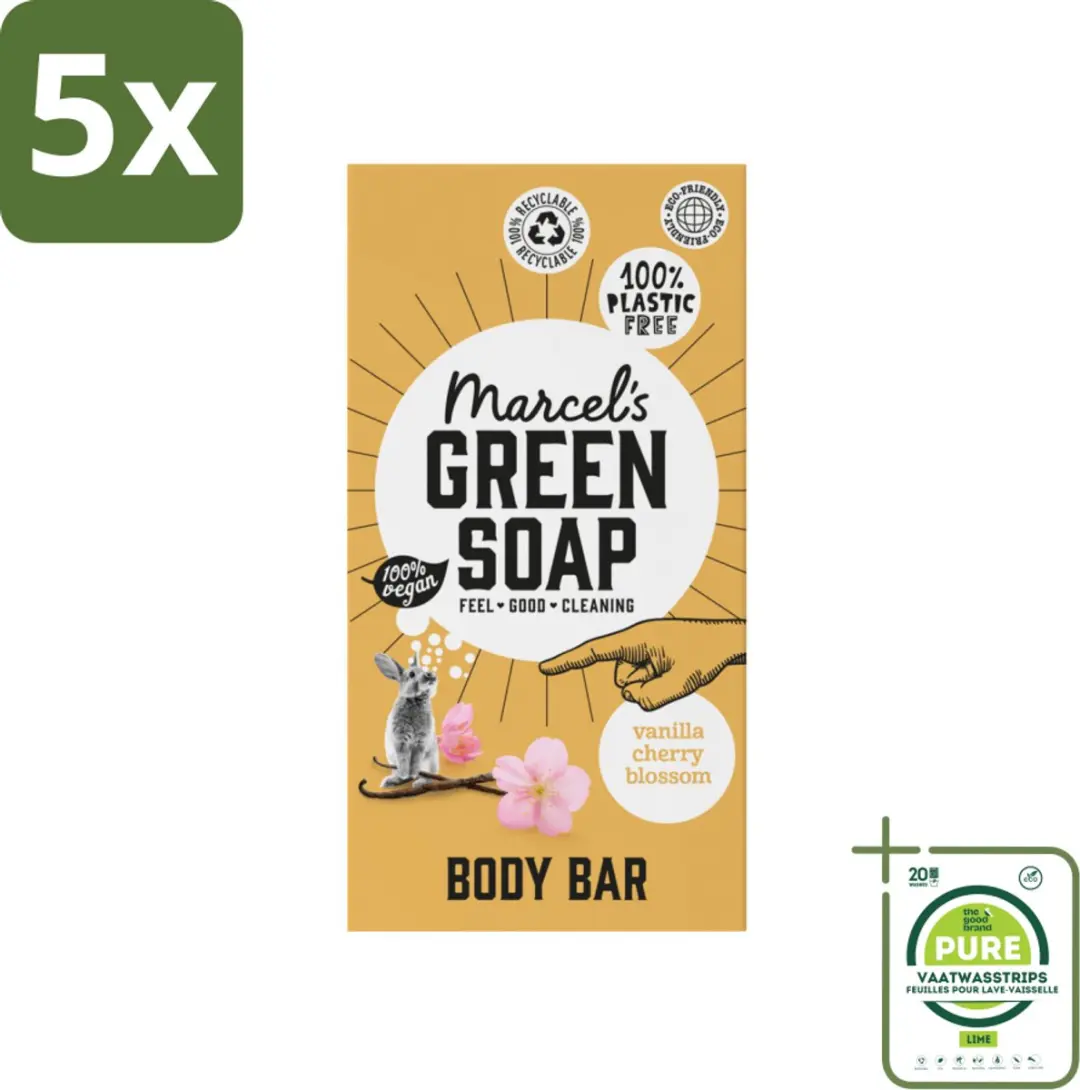 Marcel's Green Soap Body Bar Vanilla & Cherry Blossom