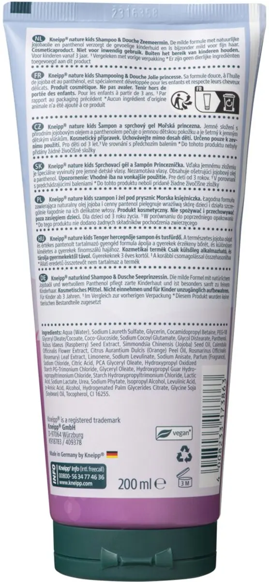 Kneipp Prinsessen Shampoo & Douche 200ml - 4 Stuks