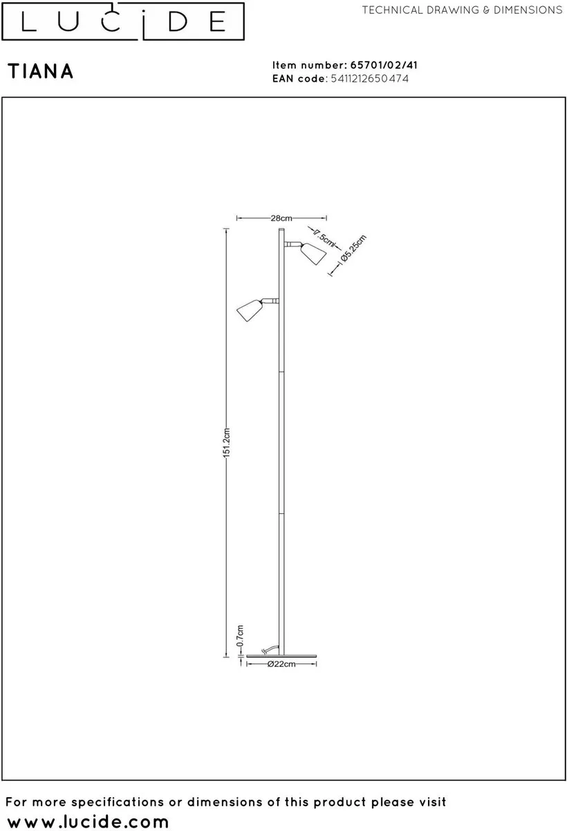 Lucide Tiana Vloerlamp 2xGU10 - Taupe