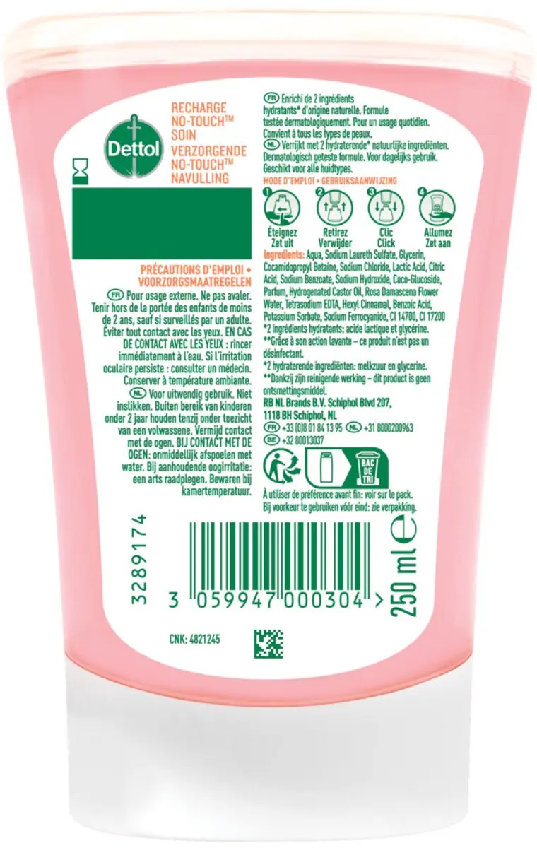 Dettol Wasgel Navulling Rozenwater 250ml - 2 Stuks