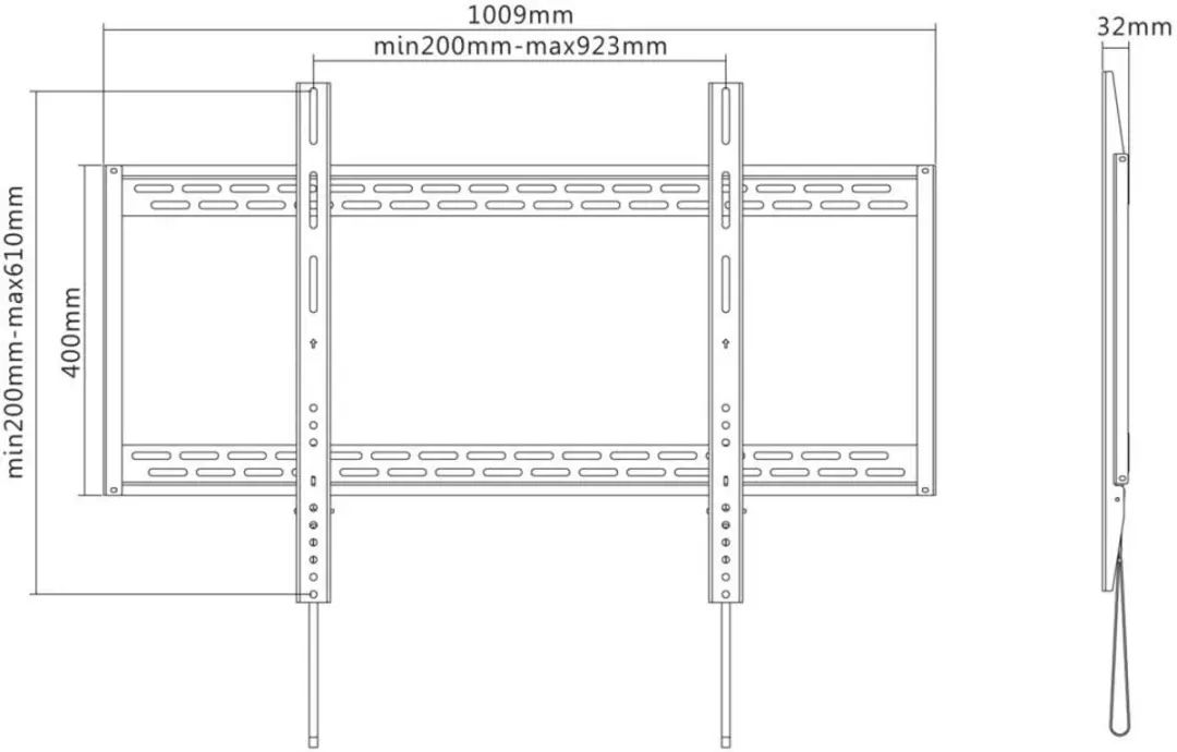 Reflecta PLANO Flat TV-beugel 23091 - 100 Inch - Zwart