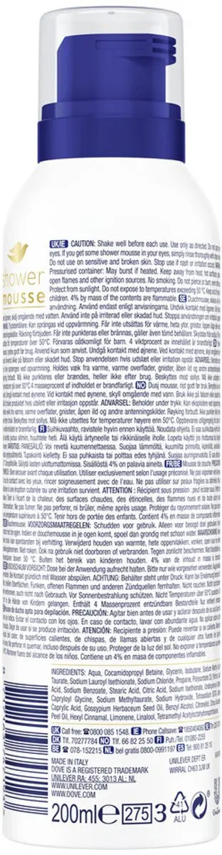 Dove Shower Foam Deeply Nourishing 250ml - 20 Stuks