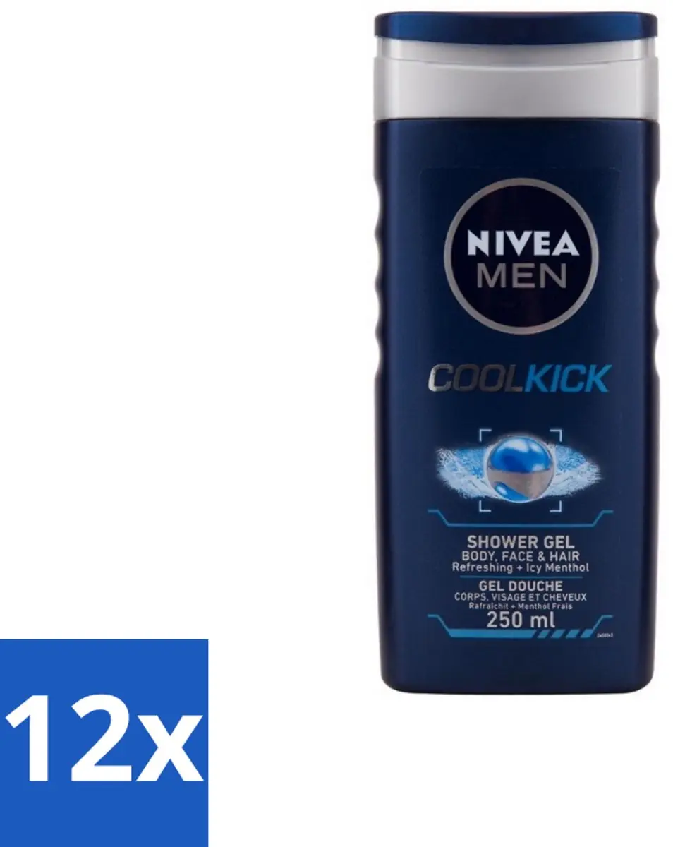 NIVEA MEN Cool Kick Douchegel 250ml - 12 Stuks
