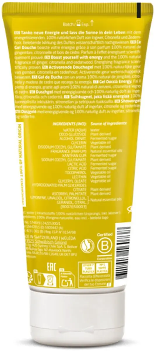 Weleda Douchegel Aroma Shower Energy 200ml - 2000ml (10x200ml) - Gember/Citronella/Cederhout