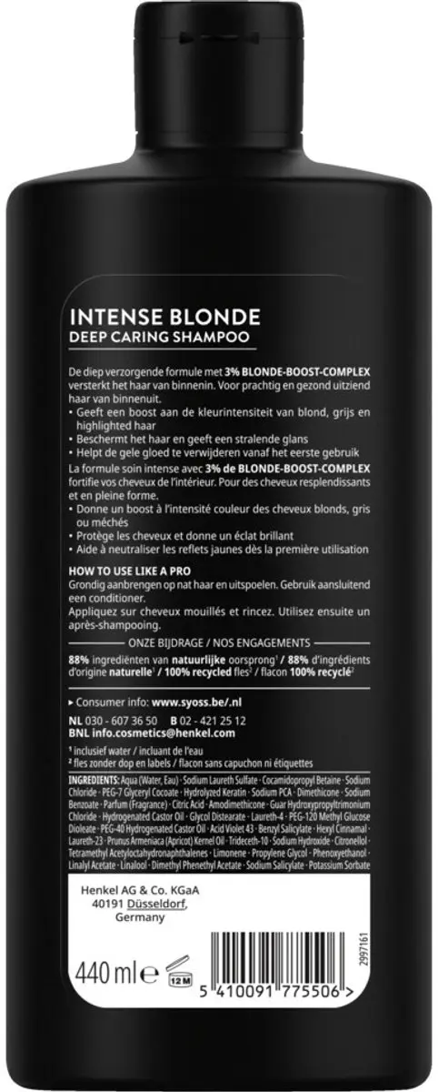 SYOSS Blonde Shampoo 440ml - 12 Stuks
