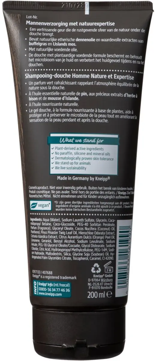 Kneipp - Douchegel - Men - Nature Feeling - 2-in-1 - 200 ml - Voordeelverpakking - 4 stuks