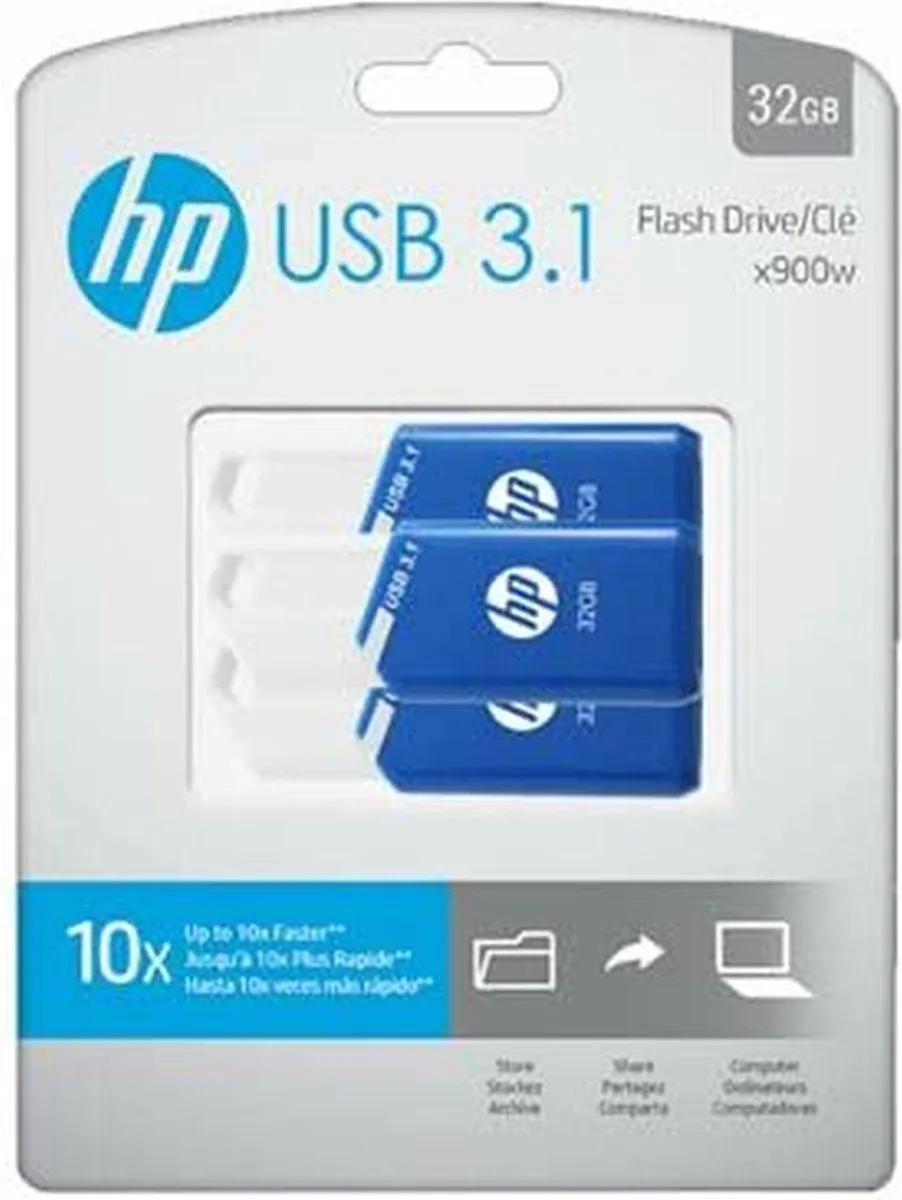 HP P-HPFD755W32X3-GE USB-stick 32GB - Blauw - 3 Stuks