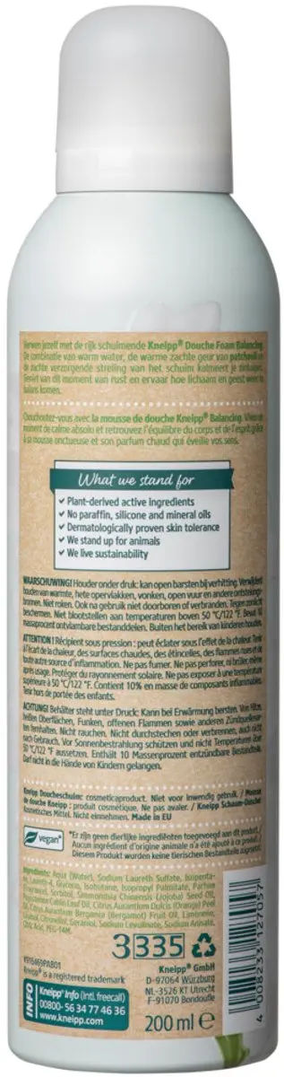 Kneipp - Douche foam - Balancing - Patchouli - 200 ml - Bulkverpakking - 15 stuks