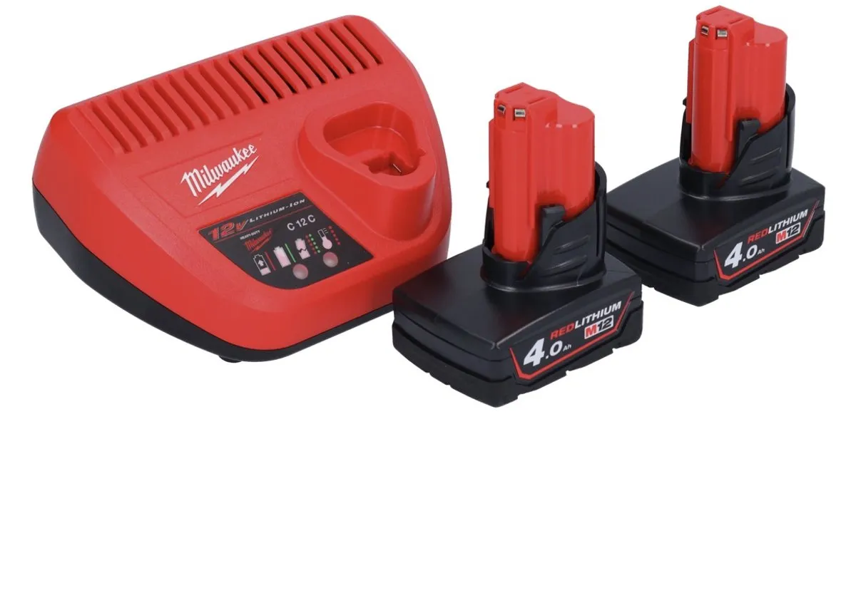 Milwaukee M12 NRG-402 Accu Pack 2x 4.0Ah - met lader - afbeelding 6 van 6