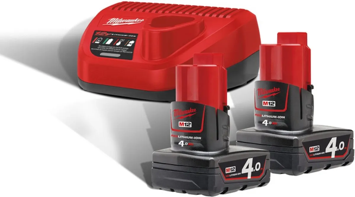 Milwaukee M12 NRG-402 Accu Pack 2x 4.0Ah - met lader - afbeelding 3 van 6