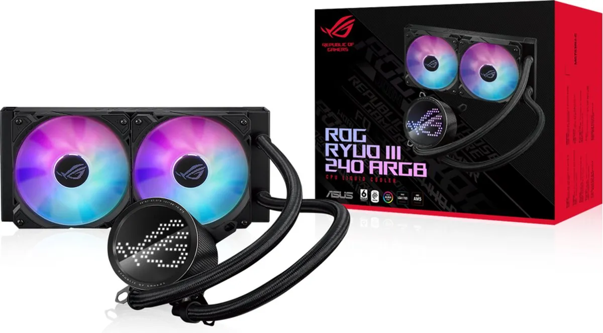 ASUS ROG Ryuo III 240 ARGB Vloeistofkoeler - 120mm - Zwart