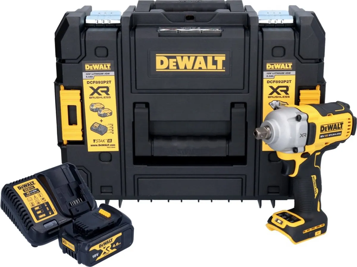 DeWalt DCF892 M1T Accu-Slagmoersleutel 18V 813Nm 1/2" Borstelloos - 4.0Ah + Lader + TSTAK - afbeelding 3 van 5