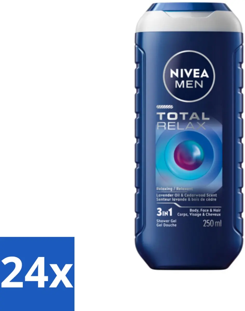 NIVEA MEN Total Relax Douchegel 250ml - 24 Stuks
