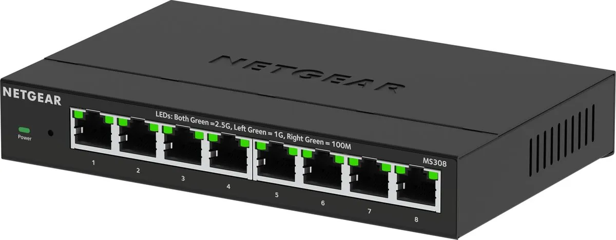 Netgear MS308 Unmanaged Switch 8x 2,5Gbps - Zwart