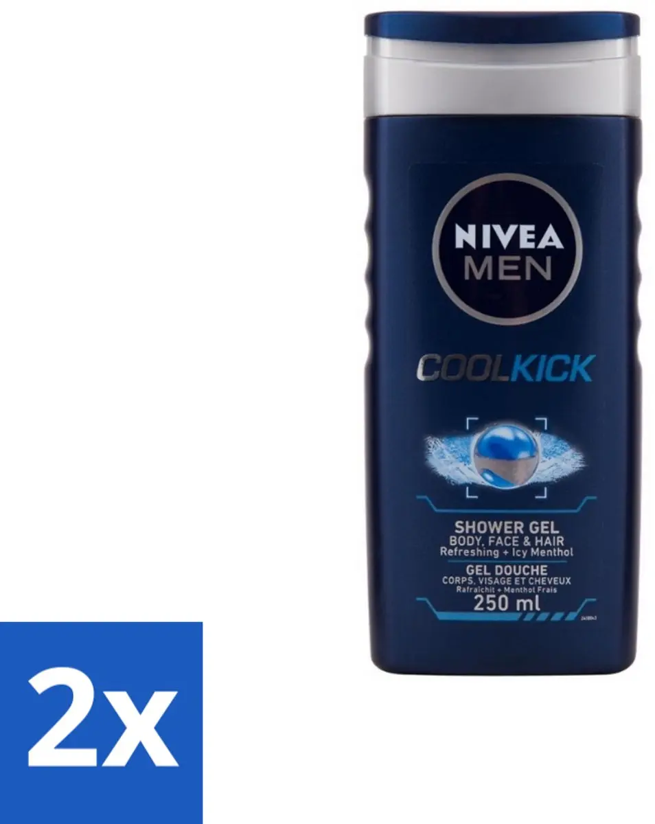 NIVEA MEN Cool Kick Douchegel & Shampoo 500ml - 2 Stuks