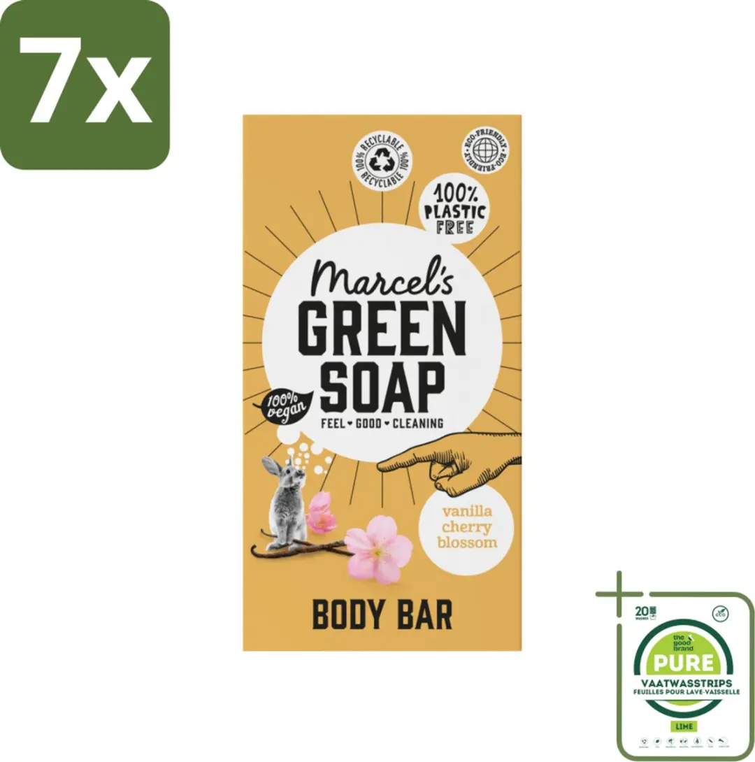 Marcel's Green Soap Body Bar Vanilla & Cherry Blossom