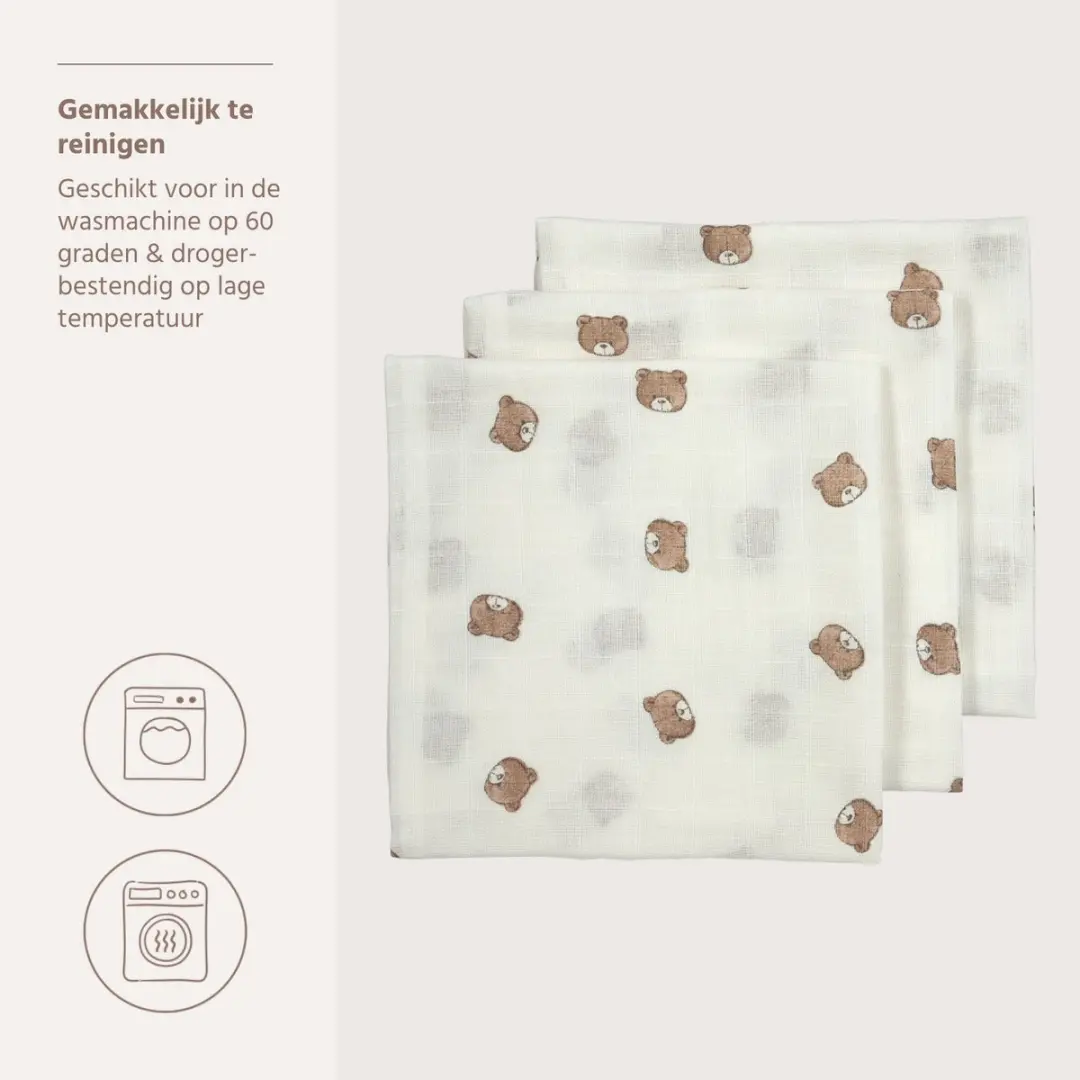 Meyco Baby Bear Hydrofiele Doeken 3 Stuks - 70x70cm