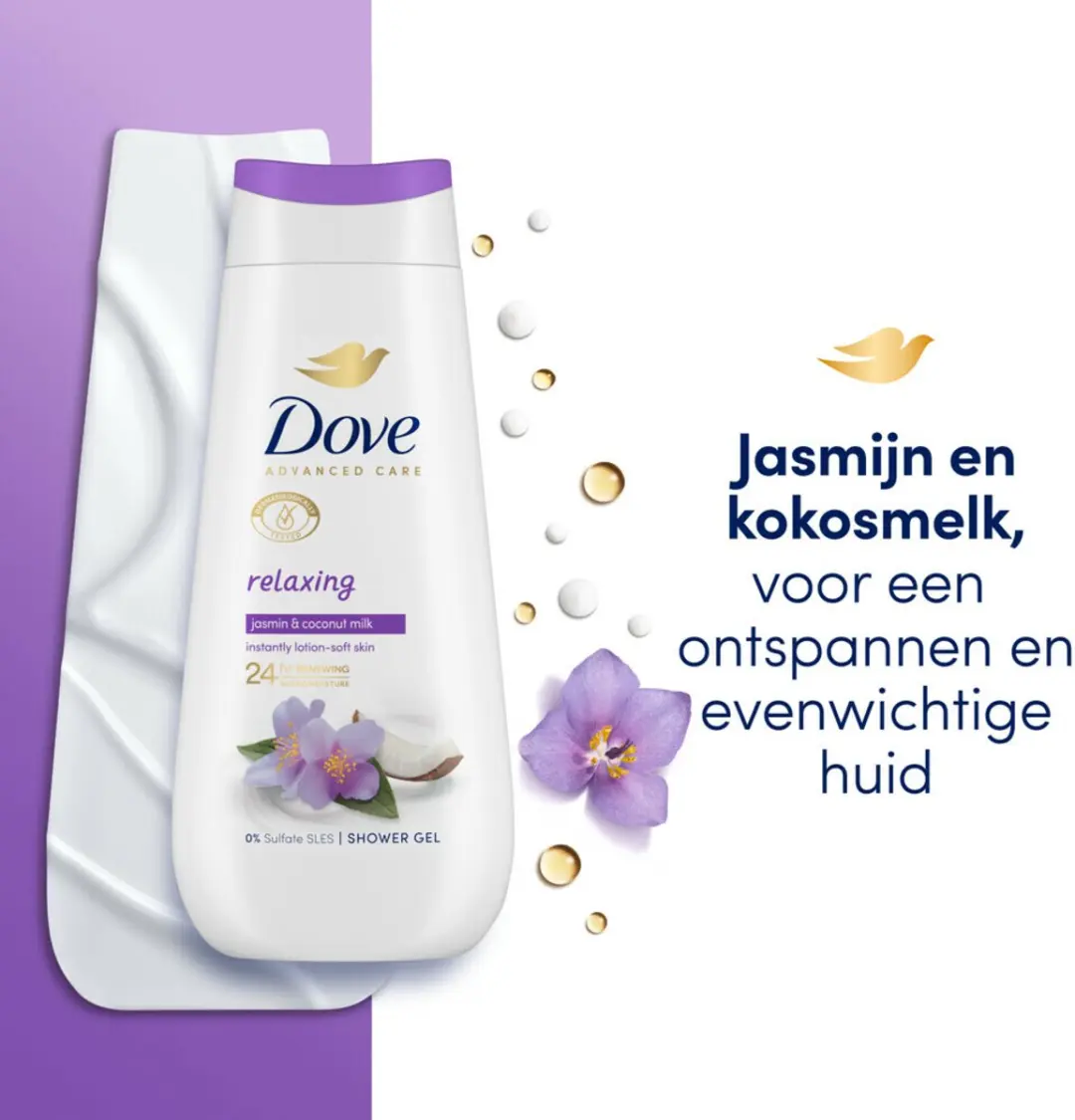 Dove Douchecrème Relaxing Kokos & Jasmijn 225ml - 4 Stuks