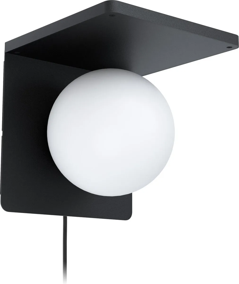 Eglo Ciglie Wandlamp met QI lader - 1 Lichtpunt - E14 - Zwart