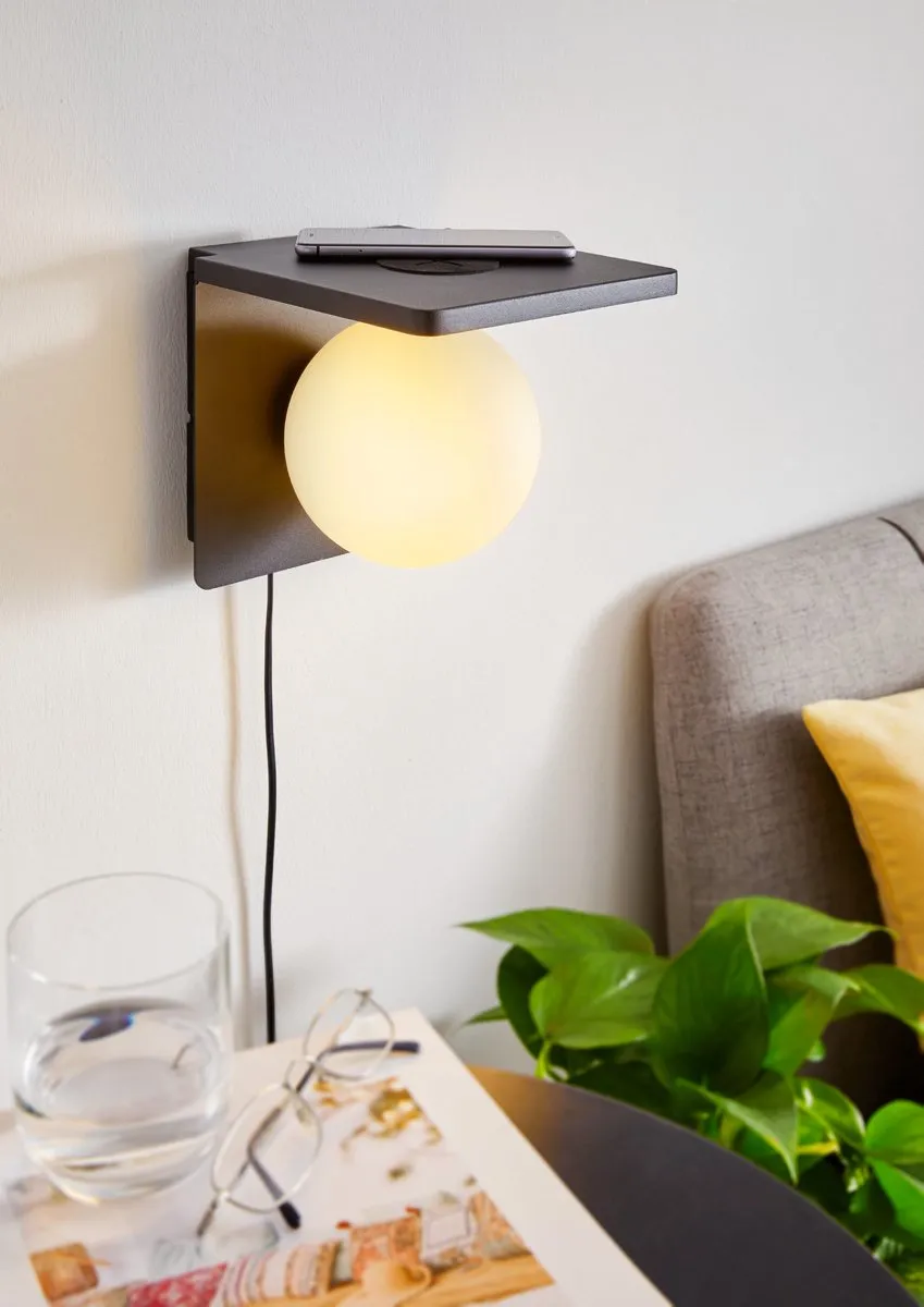 Eglo Ciglie Wandlamp met QI lader - 1 Lichtpunt - E14 - Zwart - afbeelding 6 van 6