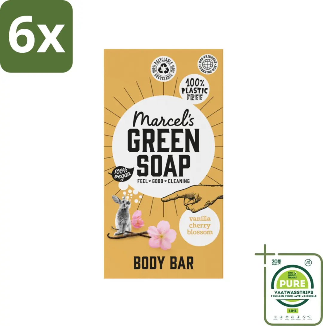 Marcel's Green Soap Body Bar Vanilla & Cherry Blossom