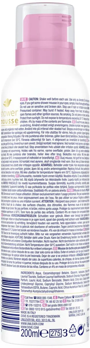 12 x Dove Shower Foam - Rose Oil - 200 ml - Douchemousse - Rose Oil - Dove - Verzorging - Hydratatie