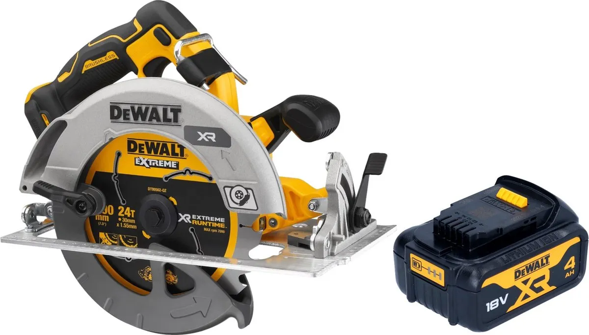 DeWalt DCS 573 N Accu-cirkelzaag 18 V 190 x 30 mm borstelloos + 1x accu 4.0 Ah - zonder lader
