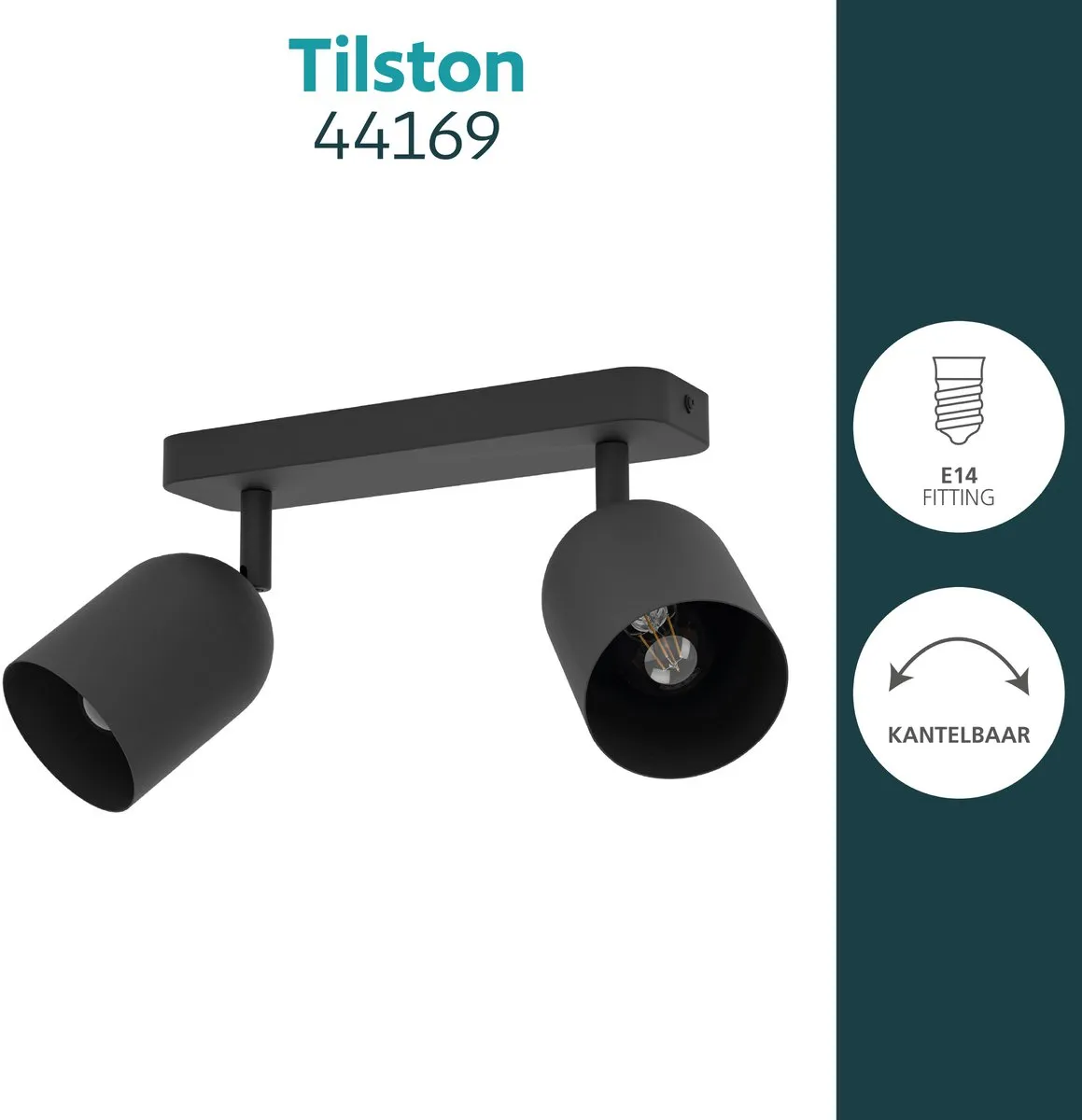 Eglo Tilston Spot E14 - 28cm Zwart Kantelbaar