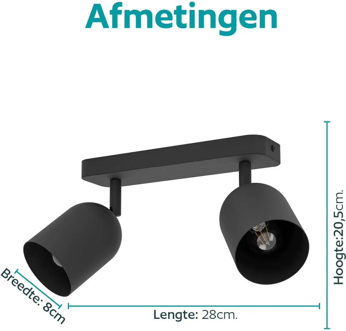 Eglo Tilston Spot E14 - 28cm Zwart Kantelbaar