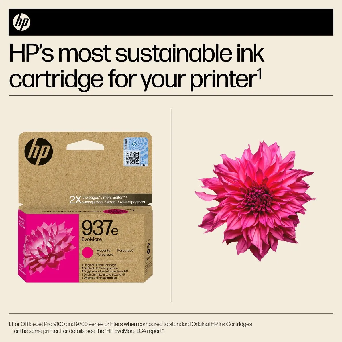 HP 937e EvoMore Magenta XL Inktcartridge - 1650 pagina's