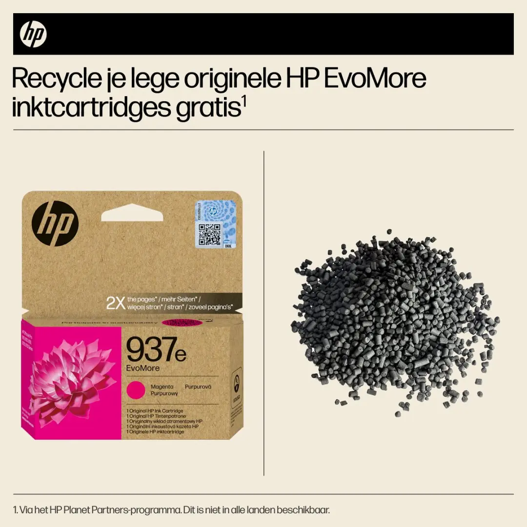 HP 937e EvoMore Magenta XL Inktcartridge - 1650 pagina's