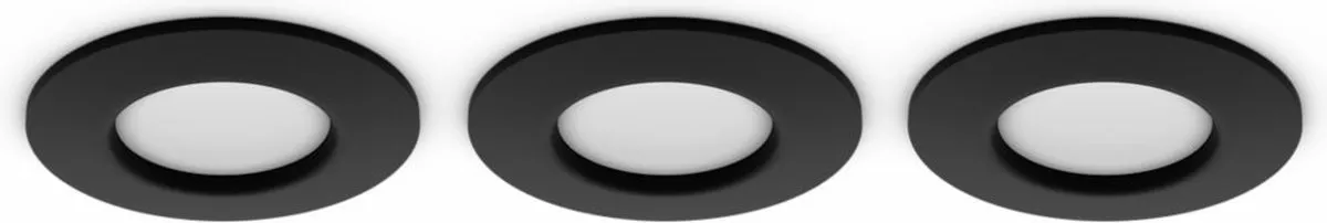 Philips Hue Inbouwspot RGB 3 Stuks - Ø90mm - Zwart - afbeelding 5 van 6