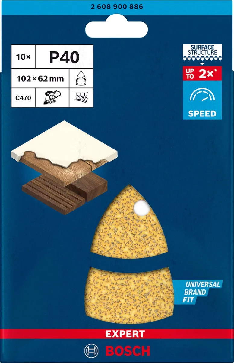Bosch 10-delige Schuurbladset 102x62mm