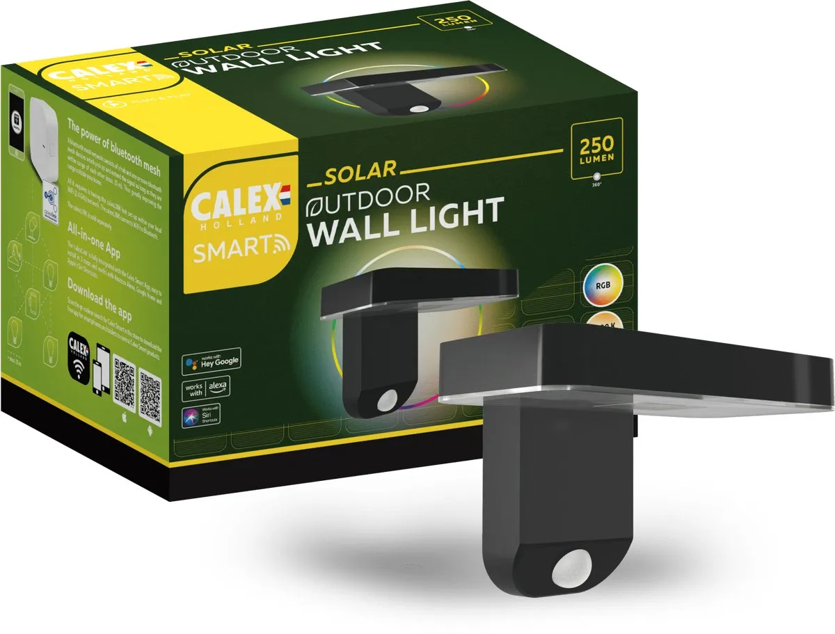 Calex Smart Outdoor Solar Wandlamp RGBW - Zwart - 2 Stuks - afbeelding 6 van 6