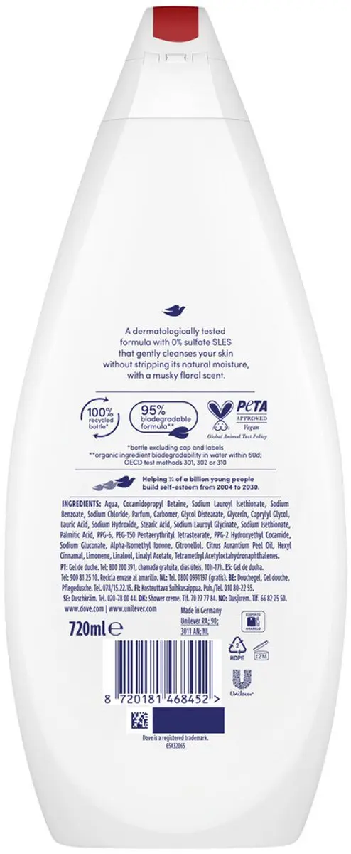 Dove Douchecrème Silky Velvet 720ml - 15 Stuks