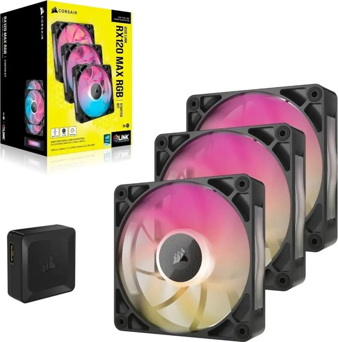 Corsair iCUE LINK RX120 MAX RGB Ventilatoren - 3x 120mm - 71.28 cfm - Zwart