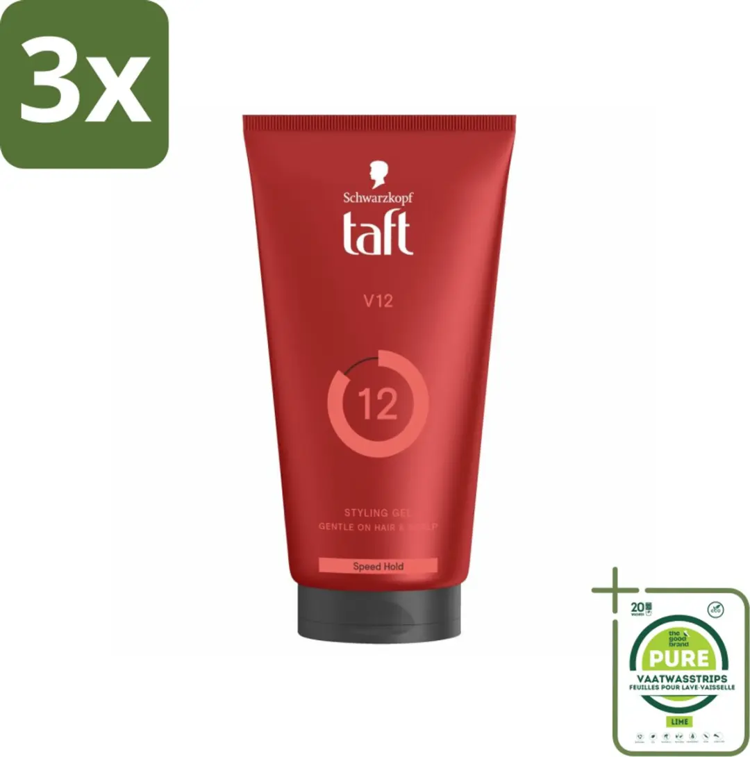 Taft V12 Styling Gel Turbo Fixatie 450ml - 3 Stuks