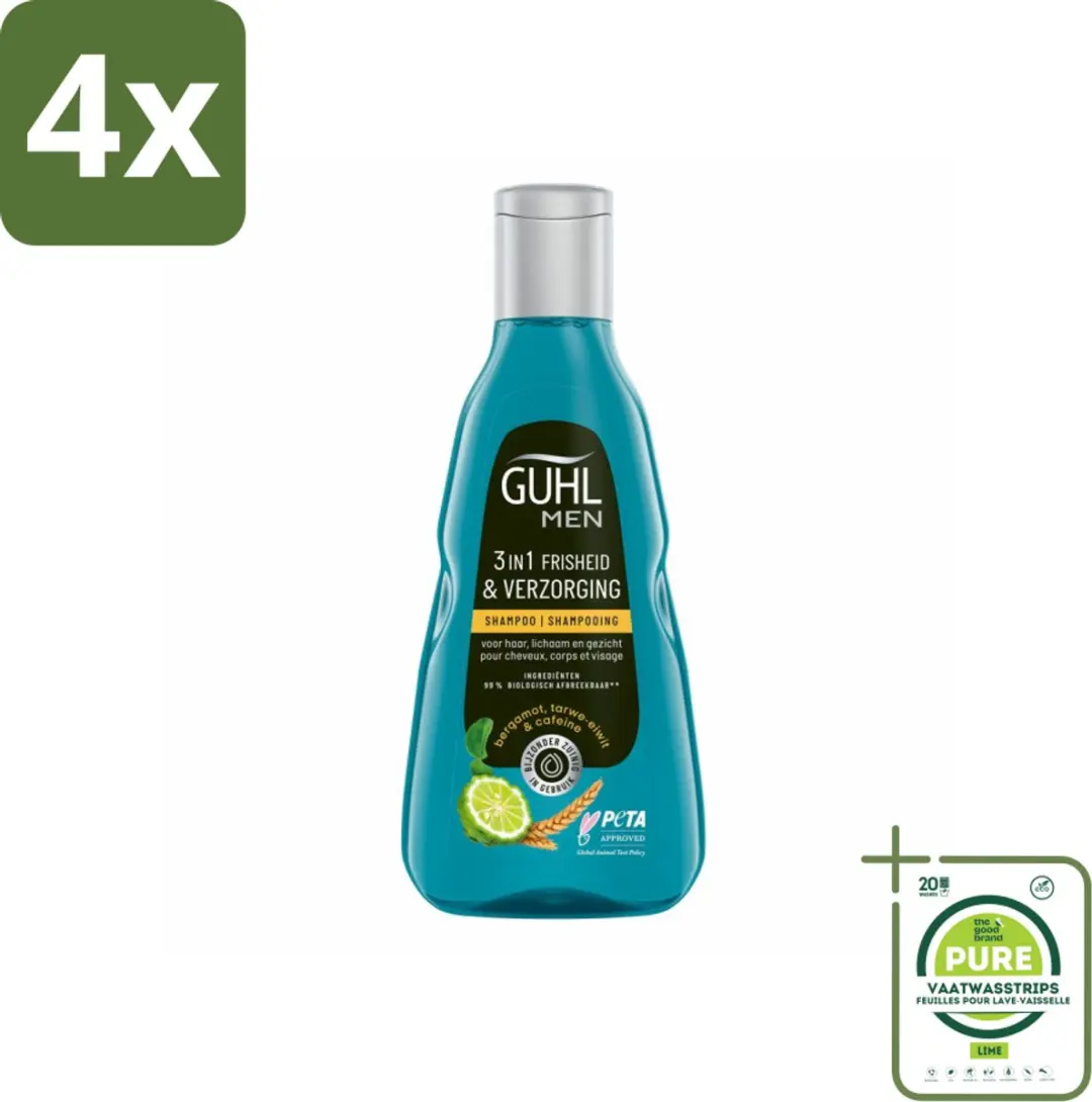 Guhl Freshness & Care Man 3-in-1 Shampoo 1000ml - 4 Stuks